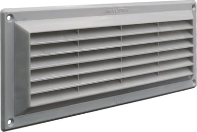 Air Control schoepenrooster opbouw met vliegengaas 250x100mm, kunststof zilver (410M / 12)
