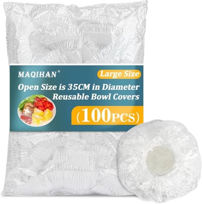 Herbruikbare Bowl Covers Grote Maat (100 Stuks) - Elastische Afdekhoezen voor Salades en Schalen