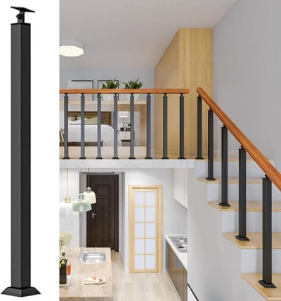 Trapleuning Set - Smeedijzeren Leuning - Veiligheid Binnen - Modern Design - 84 cm - Zwart