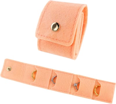 Kleine Reisjuwelen Organizer - Vouwbare Microfiber Juwelenrol voor Ringen, Kettingen en Oorbellen (Roze)