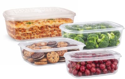 Plasticforte Vershoudbakjes set Classic - 4x stuks - vriezer en magnetron - kunststof - diverse maten - 1200-1800-2500-3700 ml - nestbaar