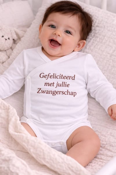 Omslag Romper Baby – Gefeliciteerd met jullie zwangerschap romper – Geborduurd – Newborn Cadeau – Unisex / Romper zwangerschapsaankondiging – Unisex babykleding - omslagromper - 100% katoen - baby aankondiging - originele zwangerschaps reveal