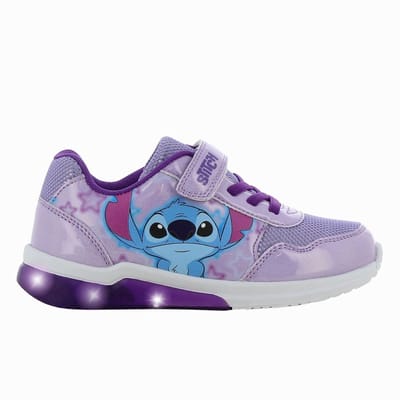 Lilo & Stitch - Schoenen voor meisjes met lichtjes - Angel en Stitch Sneakers voor kinderen met klittenband - Lichtgevende kindersneaker - Maat 24 - Paars
