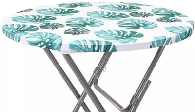 Statafelhoes Topcover Tropical Leaves – Stretch Hoes voor Statafel Ø80 cm – Ronde Tafelhoes – Wasbaar – Tropische Bladeren Print