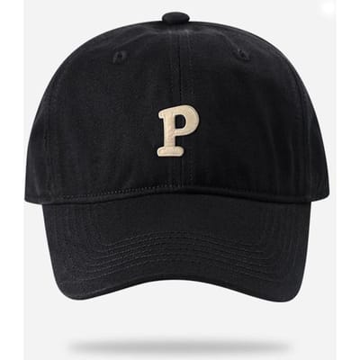 Ricygvm P-Letter Baseballpet Voor Mannen Vrouwen Mode Eendensnavel Petten Effen Kleur Vizierpet Zachte Top Eendensnavel Petten Zonnekleppen Adjustable black
