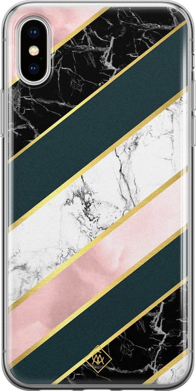 Casimoda® hoesje - Geschikt voor iPhone Xs Max - Marmer strepen - Siliconen/TPU telefoonhoesje - Backcover - Marmer - Multi