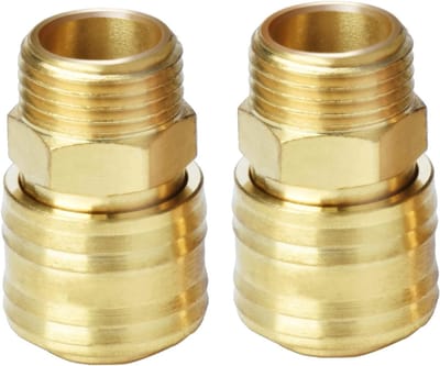Draadkoppeling voor Perslucht met 1/2" Vrouwelijke en 1/4" Mannelijke Draad - 2 Stuks Messing Slangventiel Koppelingen