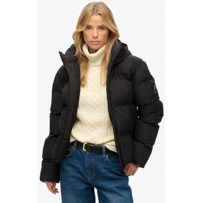 Superdry Wijdvallende City Pufferjas Black Grootte: 38