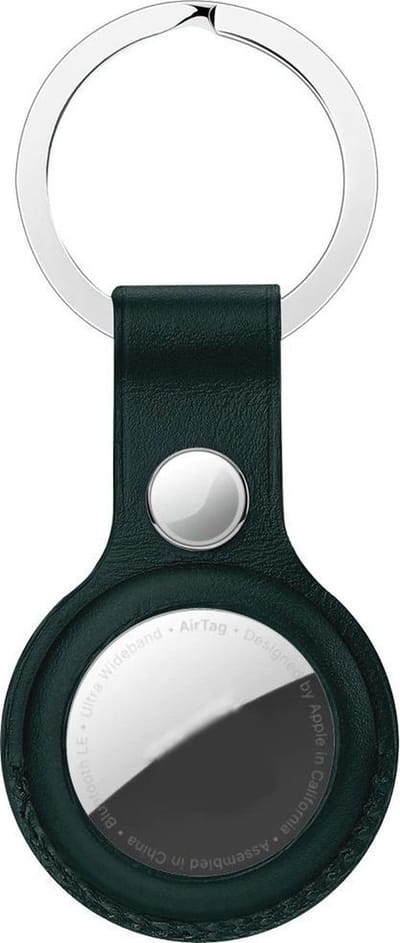 Sleutelhanger geschikt voor Apple AirTag - Premium Leer AirTag hanger - Zwart