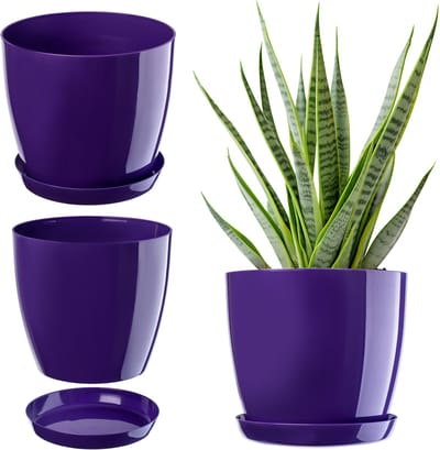 Ronde Bloempot met Onderschaal voor Binnen - Elegante Kunststof Plantenpot (Ø 20 cm)