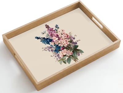 Dienblad hout 50x35 cm - Schootdienblad - Boeket - Beige - Harmonieus - Subtiel - Borrelplank rechthoek - Plateau dienbladen