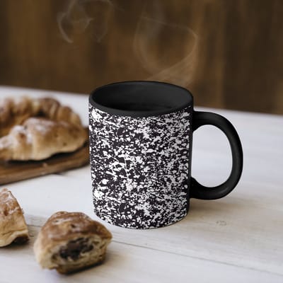 Magische Mok - Foto op Warmte Mokken - Koffiemok - Spat - Abstract - Waterverf - Stippen - Zwart - Wit - Magic Mok - Beker - 350 ML - Theemok