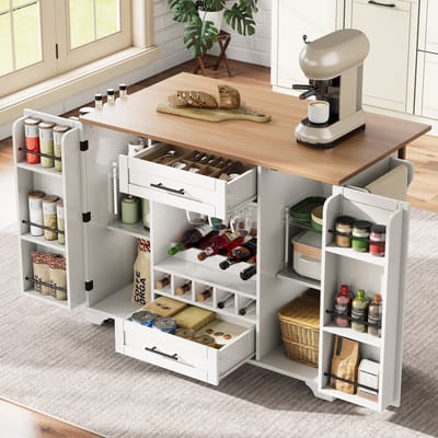 Sweiko Keukenkast - Dressoir - Met wijnrek - Bekerhouder - 2 lades - Opbergplank - Wit