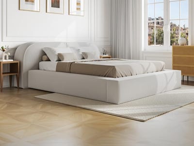 Vente-unique Bed met opbergruimte fluweel crème 180 x 200 cm