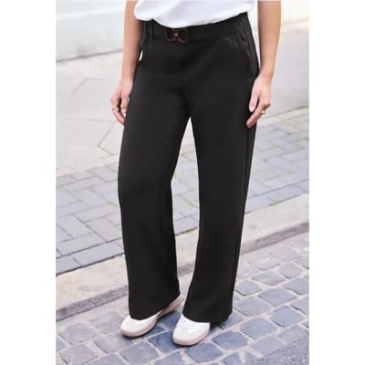 Mid Waist Broek met middelhoge taille en Wide Leg pijpen in een Loose Fit pasvorm