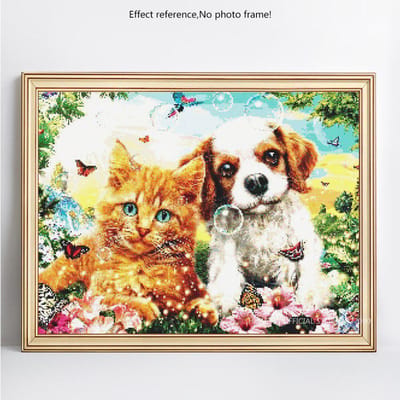 Peinture diamant thème Animal chien, broderie complète 5D, ronde, avec image en strass, vente de diamant 20X30 beige