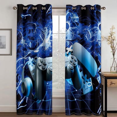 Op Maat Moderne Game Controller Kinderen Dunne Raambekleding voor Raam Jongen Kind Slaapkamer Decoratie 2 Stuks Gordijnen Raam cortinas 100W130H(CM)40x51in&rod pocket