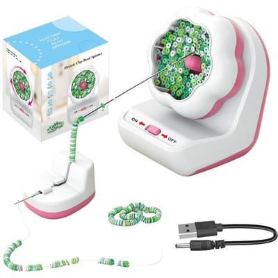 Elektrische Kralenspinner voor Armbanden Maken - Automatische Kleikralen Spinner Kit voor Sieraden Maken white