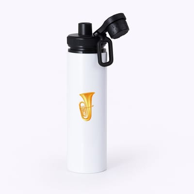 Hacebo® - Hoorn waterfles met draaidop zwart - Muziek - Muzikanten - Instrument - blaasinstrument - muzikanten - water fles - 850ML