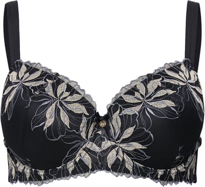 TruYou - Dames - Beugelbeha bloemenborduursel zachte cups - Zwart - Maat 85B