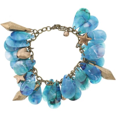 Behave - Bedelarmband blauw druppel en ster detail - zomerse look