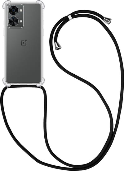 Hoesje - Geschikt voor OnePlus Nord 2T - Met Koord - Shock Proof - Siliconen Case - Telefoonkoord - Back Cover - Telefoon Hoes Shockproof - Telefoonketting - Telefoonhoes - Transparant