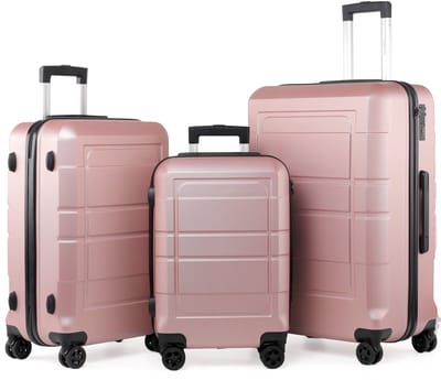 TAN.TOMI Kofferset - 41L Handbagage + 65L + 95L Ruimbagage - Cijferslot - Slot Reiskoffer met Wielen - Lichtgewicht, Duurzaam en Ruim - Perfect voor Vliegreizen - Roségoud