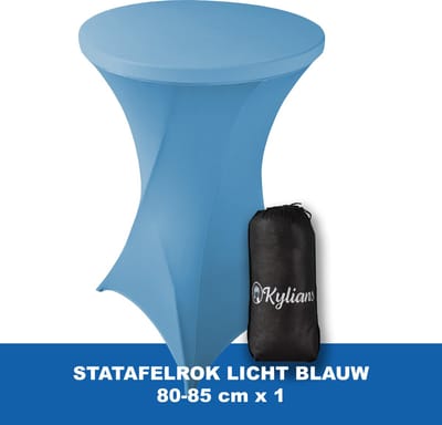 Statafelrok Baby Licht Blauw – 2 jaar garantie met Opbergtas - ∅ 80-85 x 110 cm - Statafelhoes - Luxe Extra Dikke Stretch Sta Tafelrok voor Statafel – Kras- en Kreukvrije Hoes