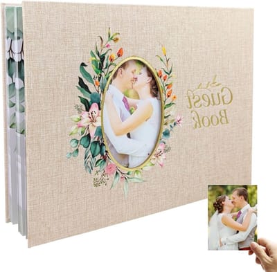 Gastenboek voor Bruiloften met Polaroid Foto's - Linnen Kaft voor Ondertekenen, Baby Shower en Bruidsfeest - Perfect voor Herinneringen en Creatieve Foto's