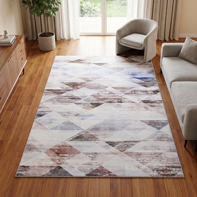 TAPISO Venezia Vloerkleed Woonkamer Laagpolig Beige Grijs Geometrisch Modern Antislip Tapijt Slaapkamer Eetkamer Gang Oeko-Tex 80x150
