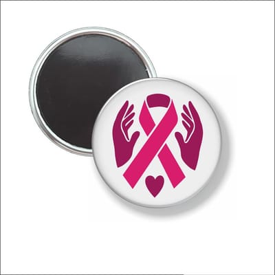 Button Met Magneet 58 MM - Pink Ribbon Met Handen - NIET VOOR KLEDING