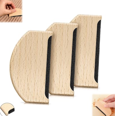 3 stuks - pluizenkam - Draagbare pluizenkam - Hulpmiddel voor het verwijderen van wol - Handmatige pluizenkam - Houten pluizenkam - Multifunctionele pluizenkam voor kleding - Voor het verwijderen van pluisjes uit kleding