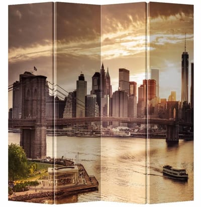 Fine Asianliving Kamerscherm Scheidingswand B160xH180cm 4 Panelen New York Brooklyn Bridge