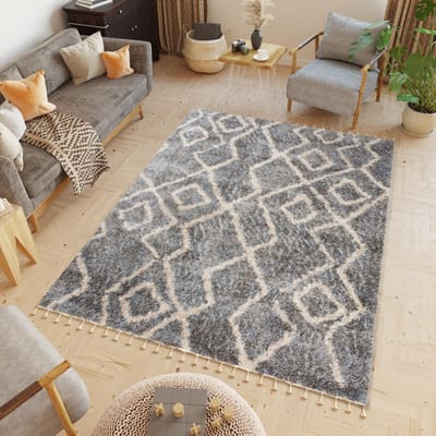 Tapiso Versay Fringes Vloerkleed Hoogpolig Tapijt Slaapkamer Maat- 80x200