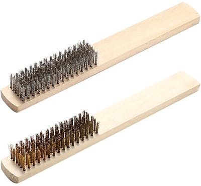 Dailygoods- Reinigingsborstel Set - Houten Handvat - Koperdraad/roestvrij staal - 2 Stuks - Ergonomisch Ontwerp - Multifunctioneel - Schoenborstel