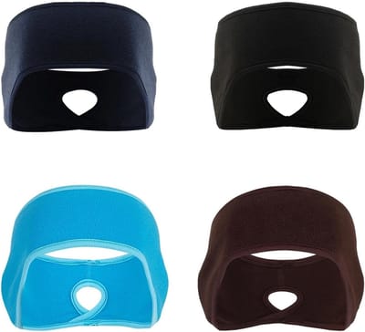 Set van 4 Fleece Haarbanden voor Dames, Oorwarmers met Paardenstaartopening, Ademend Sportaccessoire voor Yoga, Hardlopen en Buitenactiviteiten in de Koude