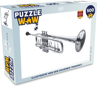 Puzzel Illustratie van een zilveren trompet - Legpuzzel - Puzzel 500 stukjes