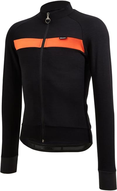 Santini Fietsshirt lange mouwen Heren Zwart - Adapt Wool - Thermal Jersey Arancio - XL
