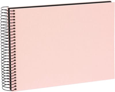 Spiraalalbum Linnen Rosé 24x17 cm met 40 Zwarte Pagina's voor Foto's