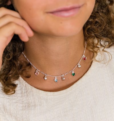 Zilveren Bedelketting met 7 Hartjes