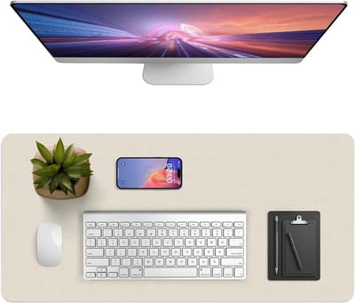 Multifunctionele Desk Pad 90 x 43 cm - Waterdichte PVC Leren Muismat, Eenvoudig Schoon te Maken, Antislip Bureau Mat voor Thuis en Kantoor (Zacht Geel)