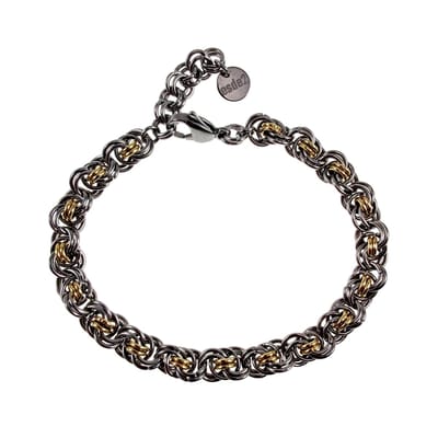 Armband Unisex - Bicolor RVS Verweven Ringarmband - Exclusieve Armband Handgemaakt door esde2 - Verstelbaar 16cm tot 19cm