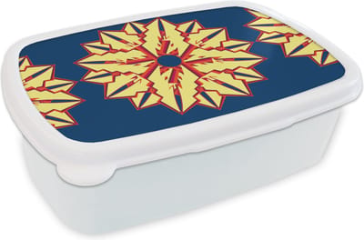 Broodtrommel Wit - Lunchbox - Brooddoos - Sterren - Patronen - Abstract - 18x12x6 cm - Volwassenen