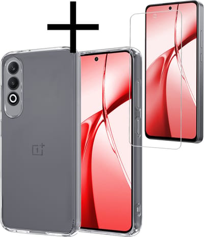 Hoesje - Met Screenprotector - Geschikt voor OnePlus Nord CE4 - Sterk & Shockproof - Back Cover - Siliconen Case - Telefoon Hoes - Transparant