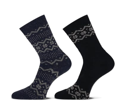Damessok Teckel Wolmix Dessin 2 P | Blauw | Maat: 36/41