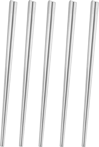 House of Husk Chopsticks Set - Koreaanse Eetstokjes - Vaatwasserbestendig - RVS - 5 Paar - Zilver