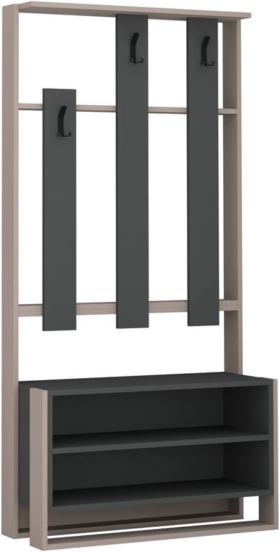 Hocus Picus Kapstok Staand - Licht Mokka/Antraciet Grijs - 36x180 cm