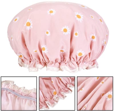 Jumada's - Douchemuts/badmuts - Haar cover - Waterdicht - Madeliefjes/bloemetjes - Roze