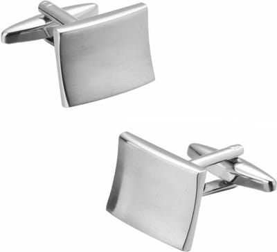 Fako Bijoux - Manchetknopen - Rechthoek - Gebogen - 18x14mm - Poli/Mat - Zilverkleurig