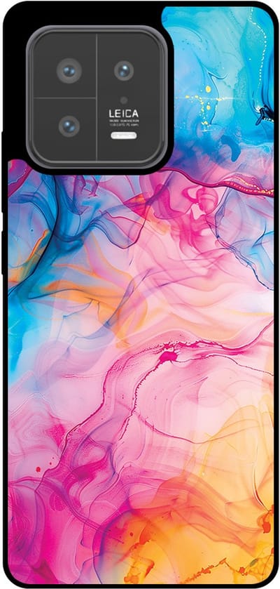 Smartphonica Telefoonhoesje Geschikt voor Xiaomi 13 met Regenboog Acryl Marmer Opdruk - TPU Backcover Case Rainbow Acrylic Marble Design geschikt voor Xiaomi 13